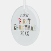 Boy Baby's eerste kerstglas Ornament (Voorkant links)