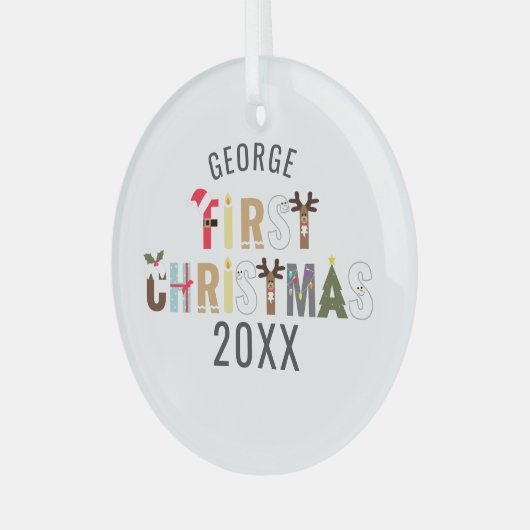 Boy Baby's eerste kerstglas Ornament (Voorkant links)