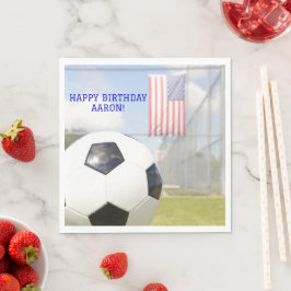 Boy Ball op het veld American Flag Soccer Birthday Servet