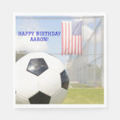 Boy Ball op het veld American Flag Soccer Birthday Servet (Voorkant)
