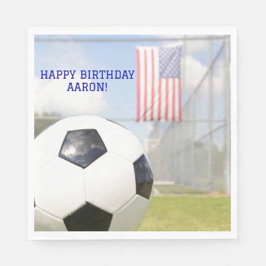 Boy Ball op het veld American Flag Soccer Birthday Servet (Voorkant)