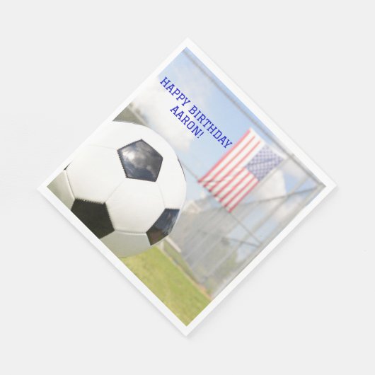 Boy Ball op het veld American Flag Soccer Birthday Servet (Hoek)