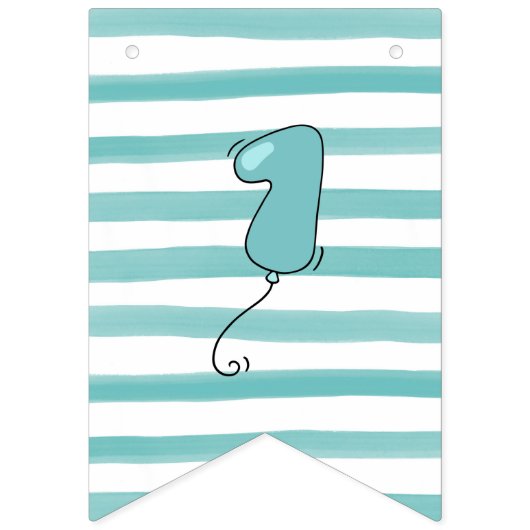 Boy Balloon Themed First Birthday Banner (Eerste vlag)