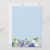 Boy Baptism Blue Hydrangea Waterverf Floral Kaart (Achterkant)