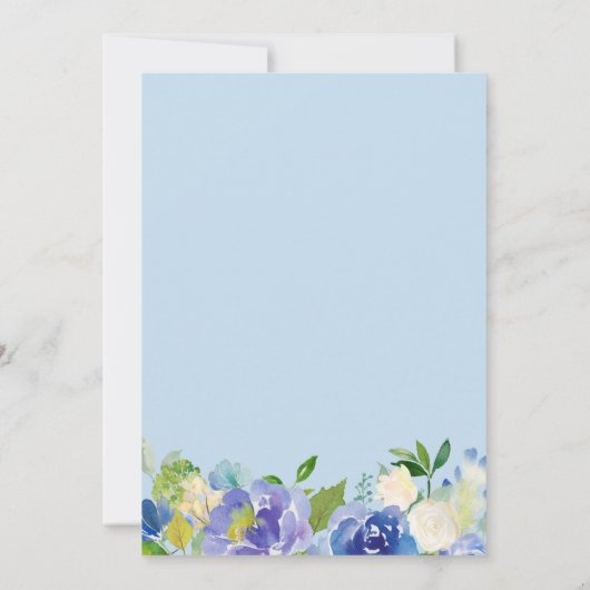 Boy Baptism Blue Hydrangea Waterverf Floral Kaart (Achterkant)