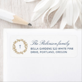 Boy Baptism Christening Navy Return Address Etiket
