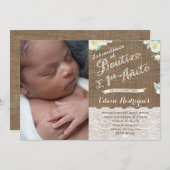 Boy Baptism First Birthday, Bautizo Primer Añito Kaart (Voorkant / Achterkant)