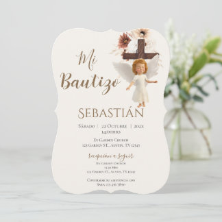 Boy Baptism Invitation in Spanish Boho Kaart