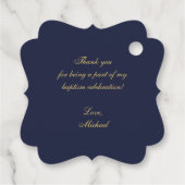 Boy Baptism Navy Blue  Crest Gold Cross Bedankjes Labels (Achterkant)