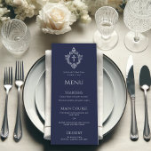 Boy Baptism Navy Blue Cross Crest  Elegant Menu