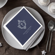 Boy Baptism Navy Blue Cross Crest  Elegant