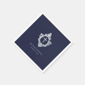 Boy Baptism Navy Blue Cross Crest  Elegant Servet (Hoek)
