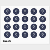 Boy Baptism Navy Blue Faux Silver Crest Ronde Sticker (Vel)