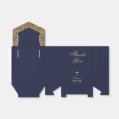 Boy Baptism Navy Blue  gouden Rozen Elegant Bedankdoosjes (Uitgevouwen)