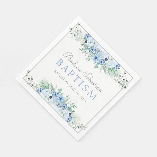 Boy Baptism Personalized Party Napkin Servet (Hoek)