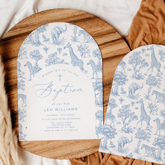 Boy Baptism Safari Chinoiserie Invitation Kaart