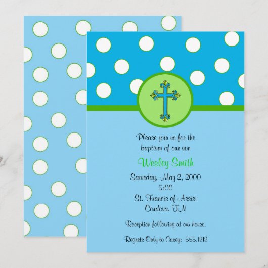 Boy Baptism Uitnodiging (Voorkant / Achterkant)