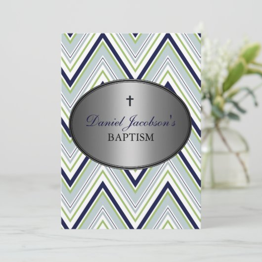 Boy Baptism Uitnodiging (Staand voorkant)