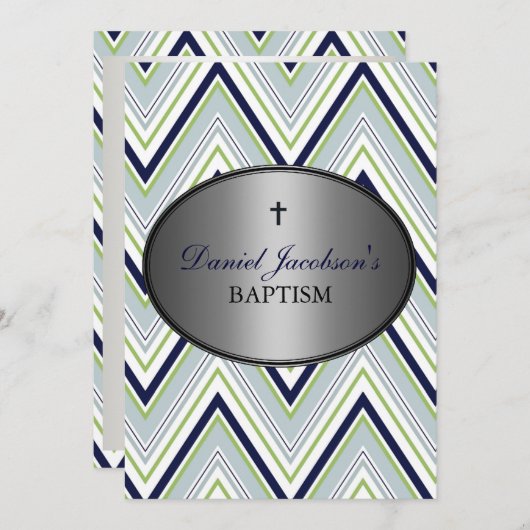 Boy Baptism Uitnodiging (Voorkant / Achterkant)