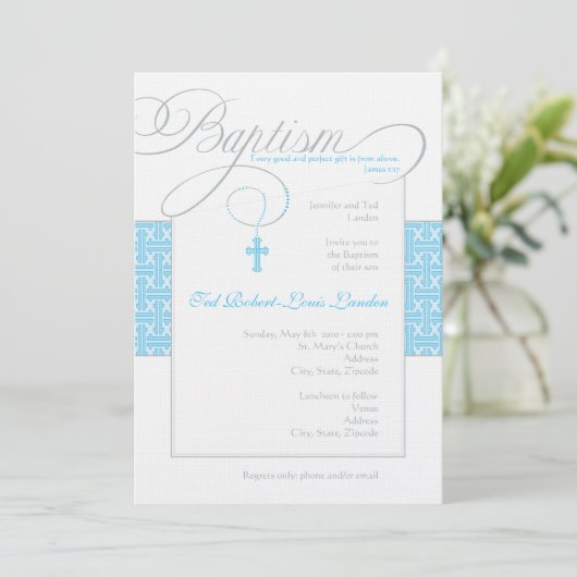 Boy Baptism Uitnodiging (Staand voorkant)