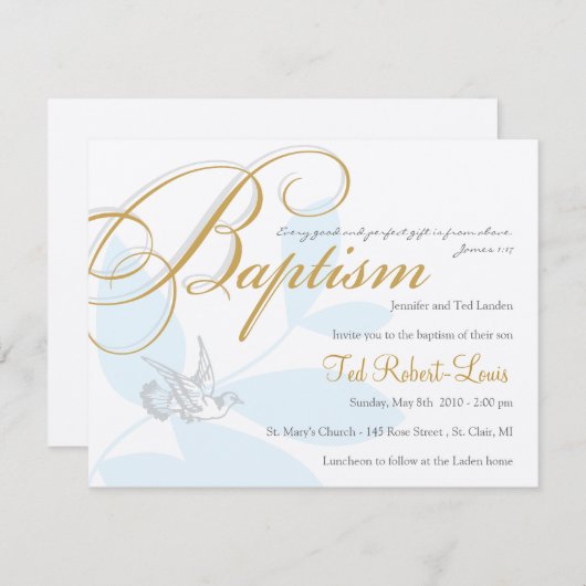 Boy Baptism Uitnodiging (Voorkant / Achterkant)