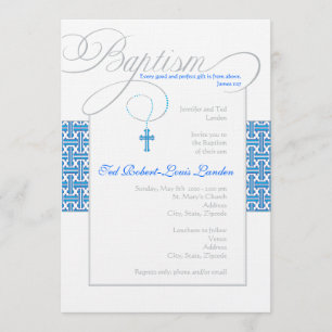 Boy Baptism Uitnodiging   Royal Blue