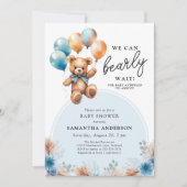 Boy Barly Wait Teddy Bear Boho Baby shower Kaart (Voorkant)