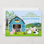 Boy Barnyard Boerderij Dieren Verjaardag Uitnodigi Kaart (Voorkant)