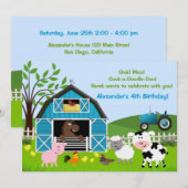 Boy Barnyard Boerderij Dieren Verjaardag Uitnodigi Kaart (Voorkant / Achterkant)