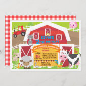 Boy barnyard uitnodiging - Boerderij Verjaardagsui (Voorkant / Achterkant)