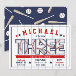 Boy Baseball 3rd Birthday Uitnodiging