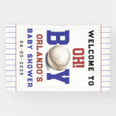Boy Baseball Baby Shower | Cute Sports Party Spandoek (Horizontaal)