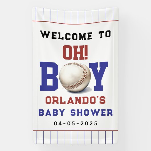 Boy Baseball Baby Shower | Cute Sports Party Spandoek (Verticaal)