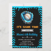 Boy Baseball Ice Cream Drip Verjaardag Uitnodiging (Voorkant)