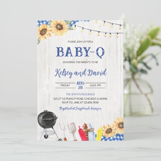 Boy BBQ Baby shower Kaart (Staand voorkant)