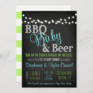 Boy BBQ Beer en Baby shower Uitnodiging