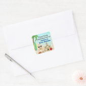 Boy Beach Baby Sandcastle Baby shower Dank je wel Vierkante Sticker (Envelop)