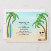 Boy Beach Baby Sandcastle n Surfboard 1e Verjaarda Kaart (Achterkant)