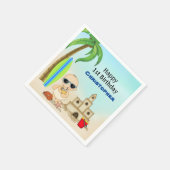 Boy Beach Baby Sandcastle n Surfboard 1e Verjaarda Servet (Hoek)