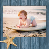 Boy Beach Baby Surfboard 1e Verjaardag FOTO Kaart