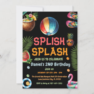 Boy Beach Ball Pool Party Uitnodiging Verjaardag