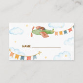 Boy Bear Airplane Sky Diaper Raffle Baby Shower  Informatiekaartje (Achterkant)