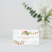 Boy Bear Airplane Sky Diaper Raffle Baby Shower  Informatiekaartje (Staand voorkant)