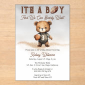 Boy Bearly Wait Amerikaans Football Baby shower Acryl Uitnodigingen (Voorkant)