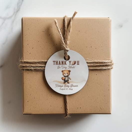 Boy Bearly Wait Amerikaans Football Baby shower Bedankjes Labels