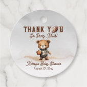 Boy Bearly Wait Amerikaans Football Baby shower Bedankjes Labels (Voorkant)