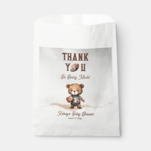 Boy Bearly Wait Amerikaans Football Baby shower Bedankzakje (Voorkant)