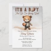 Boy Bearly Wait Amerikaans Football Baby shower Kaart (Voorkant)