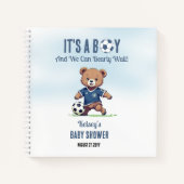 Boy Bearly Wait Voetbal Baby shower Gastboek Notitieboek (Voorkant)