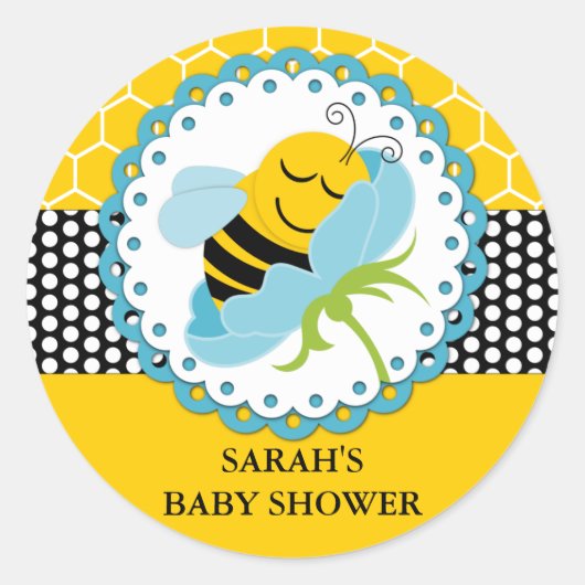 Boy Bee Baby shower gepersonaliseerde Stickers (Voorkant)